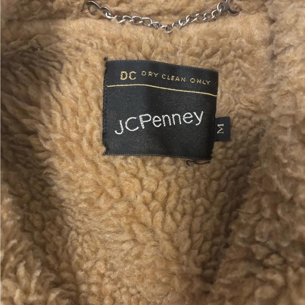 Authentic 70s Vintage JCPenney Plaid Wool Sherpa Lined Coat Jacket Brown (M) - Picture 3 of 6